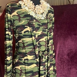 2pc plus size MIDI Dress with Tie Sash